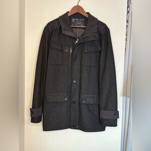 Marc Ecko Charcoal Plaid Wool Blend Coat Sz M